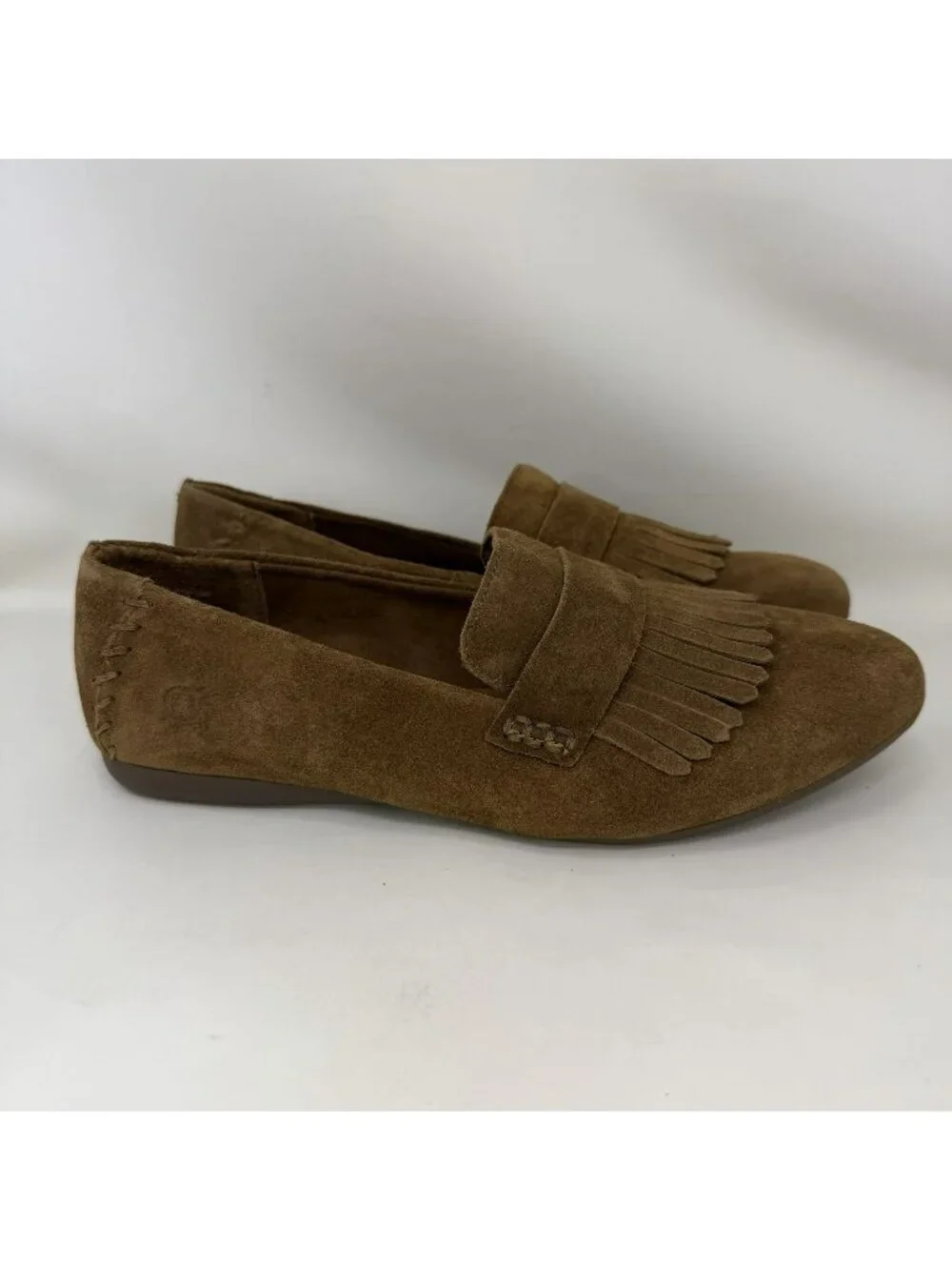 Born Mcgee Suede Leather Kiltie Fringe Flats Shoes Brown Women’s Size 7